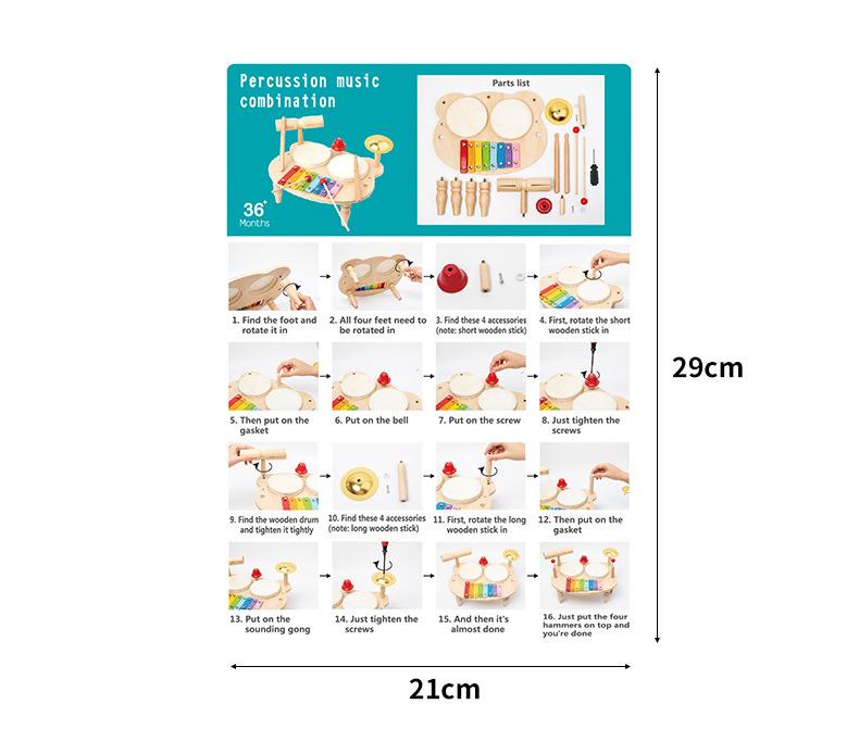 Children's Wooden Drum & Xylophone Set: Musical Toy Kit for Educational Play