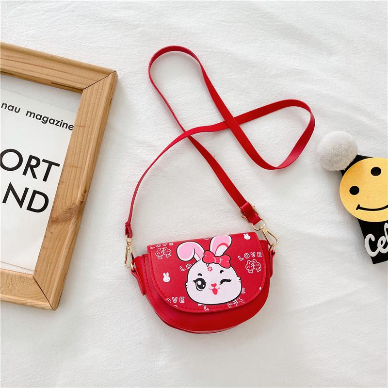 Bolsa Transversal Adorável para Crianças com Design de Coelho de Desenho Animado Fofo em Material PU Macio