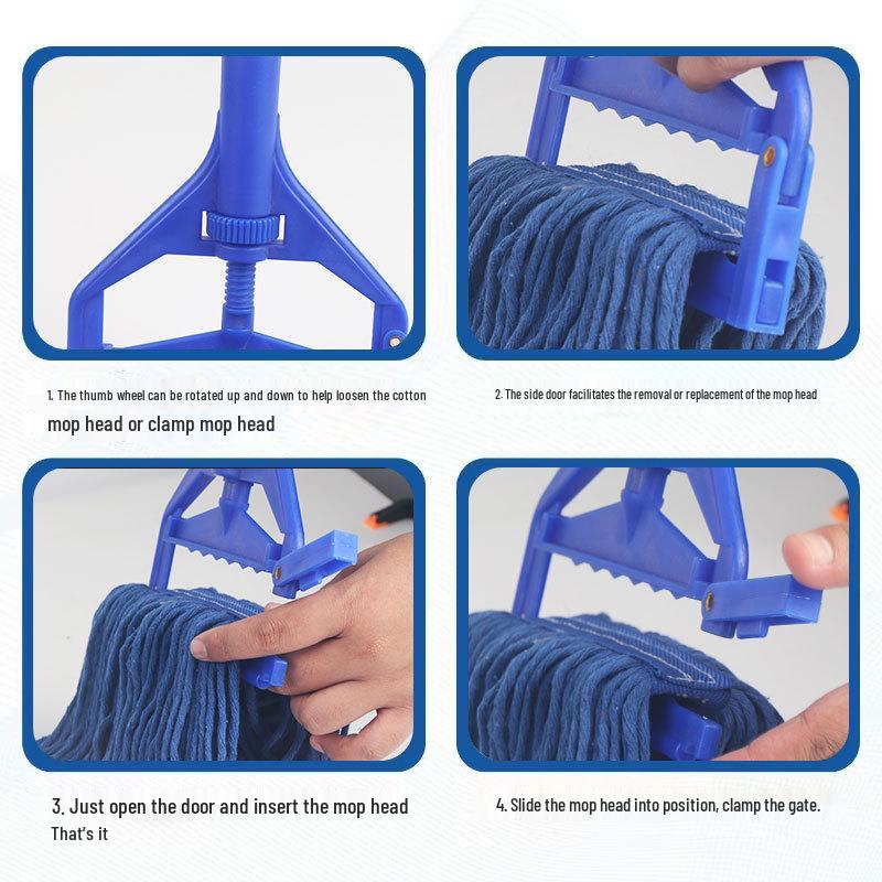 Four-Color Cotton Yarn Wax Mop with Replaceable Stainless Steel Threaded Clip Head