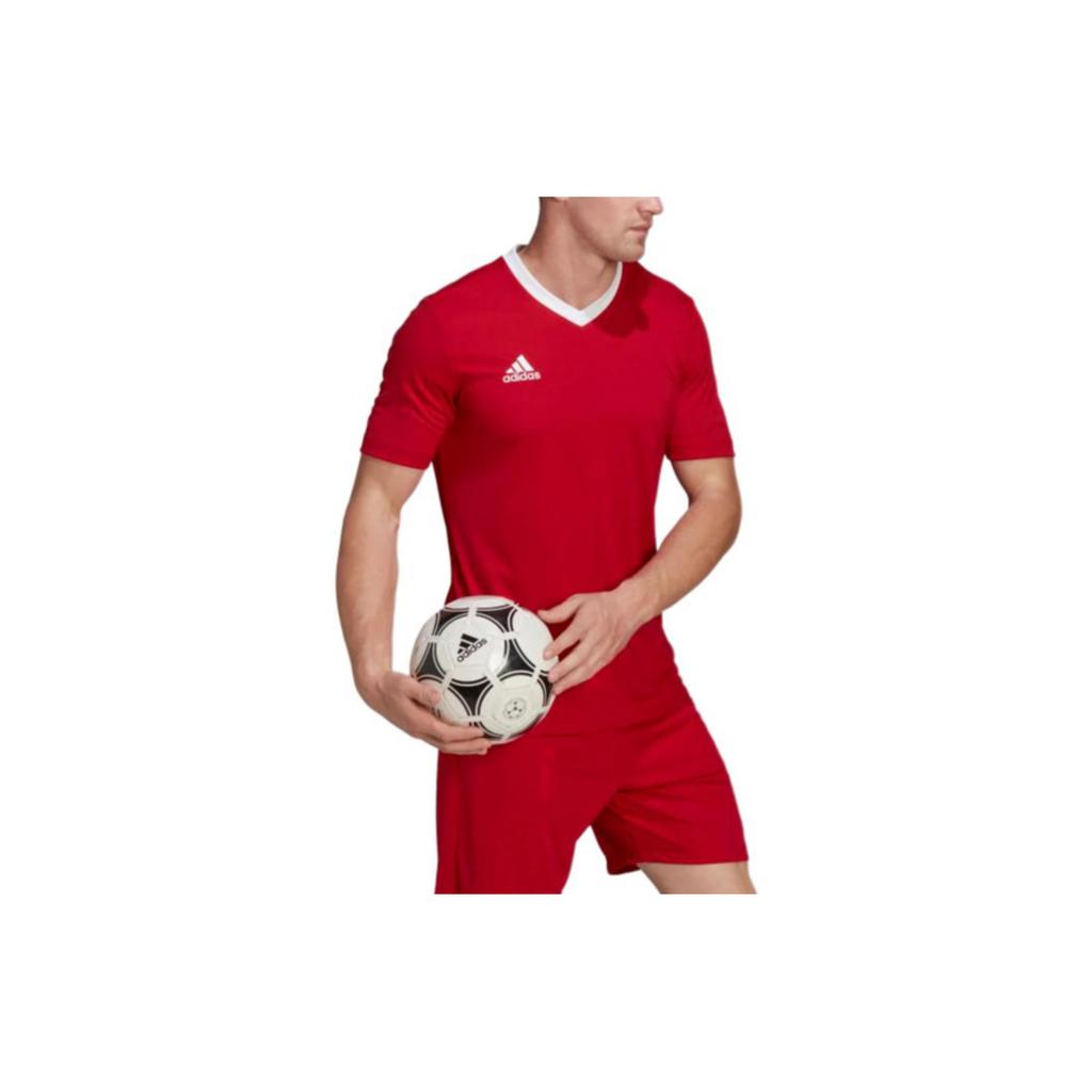 Adidas Logo Letter Print V-Neck Fitted Short Sleeve T-Shirt Men Tops Red H61736