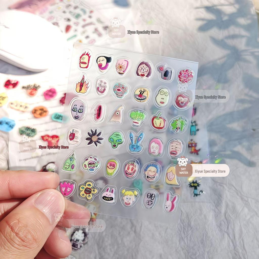 Abstract Funny Cat Jelly 3D Stickers for iPhone 17 Pro Max & Water Bottles
