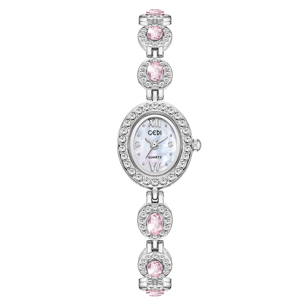 Reloj de Pulsera de Gama Alta de Nicho Reloj de Cuarzo Ovalado de Pedrería de Lujo Ligero Reloj Pequeño Exquisito Literario para Mujer