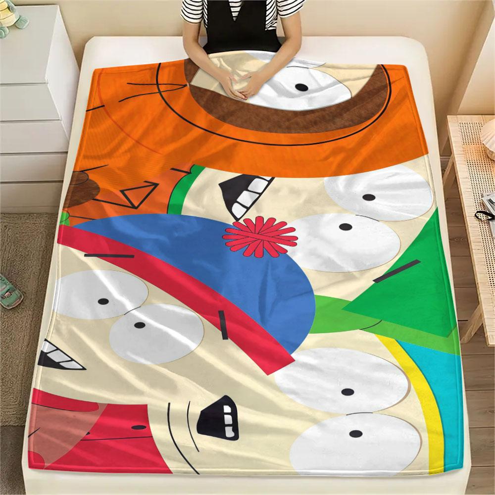 South Park Art Printed Flannel Blanket, soft throw for bedroom sofa, washable, fan merchandise, great gift.