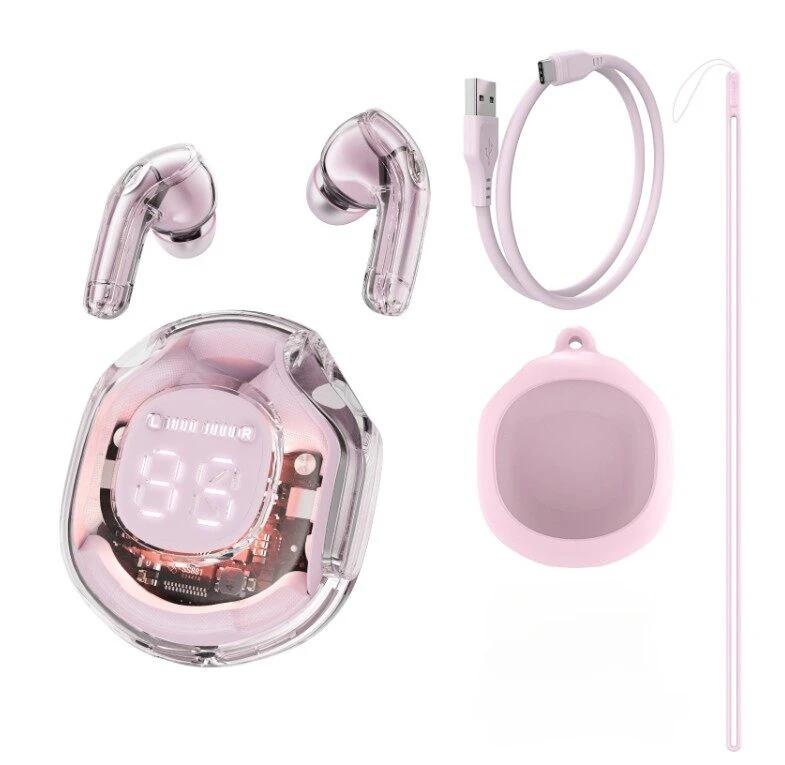 

(Купите наушники и получите: Защитный чехол + шнурок)T8 игровые наушники TWS Bluetooth 5.3 HIFI Bass беспроводные наушники спортивная гарнитура розовый