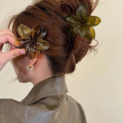Modna księżniczka kwiatowa spinka do włosów koreańska duża spinka do włosów zacisk kraba vintage kobiety kucyk spinka rekina nakrycie głowy akcesoria do włosów