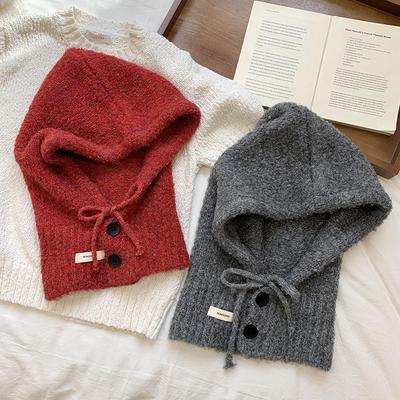 Balaclava Hat Warm Winter Women's Scarf Integrated Hat Ear Protection Cold Wool Hat