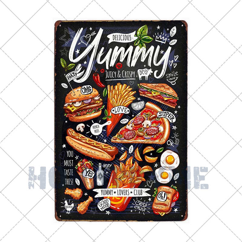 Hamburgers Metal Sign Plaque HamToast Hog Dag Food Cafe Bar Pub Restaurante Kitchen Decoration Art Craft Poster Tin Plate20x30cm