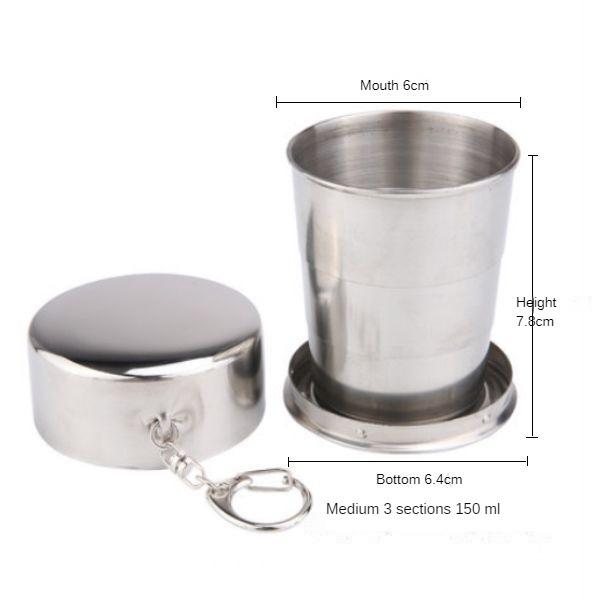 Teleskopický pohár z nerezové oceli Skládací pohárek Venkovní cestovní pohárek na mytí Přenosný malý pohárek Creative Que Bottle Mini Small Cup
