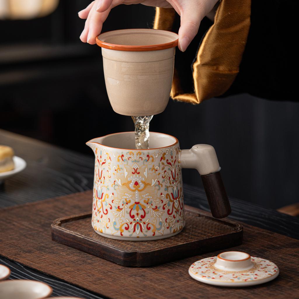 Ru kiln travel tea set portable outdoor camping travel high-end tea set new Chinese express cup business souvenir