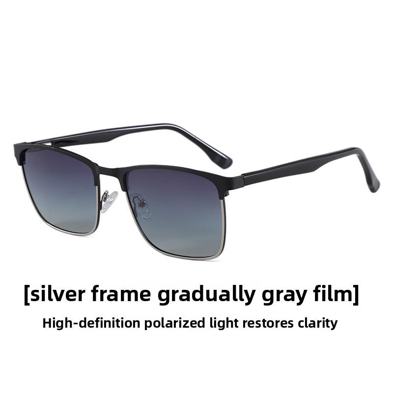 

2026 new polarized sunglasses with acetate pins on the temples, high-end sunglasses, European and American fashion glasses, specifically for driving Silve Gradually Gray