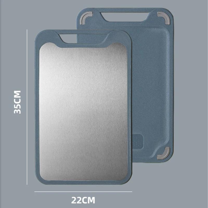 

304 Разделочная доска с двумя сторонами из нержавеющей стали и пластика, многофункциональная, двойного назначения, для нарезки овощей и мяса