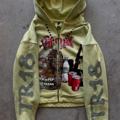 Unisex Hooded Zip-Up Sweatshirt With 3D Digital Print Loose Fit Streetwear Long Sleeve Top