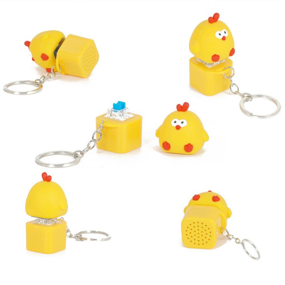 

Yellow Chick Keyboard Sound Keychain Sing Song Fingertip Button Key Ring Children жовтий