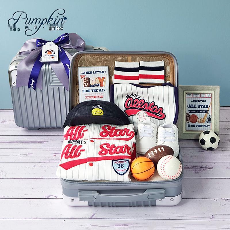 Baby Sports Gift Box: Pure Cotton Spring/Summer Clothing Set for Boys (0-1 Year), Suitcase Packed