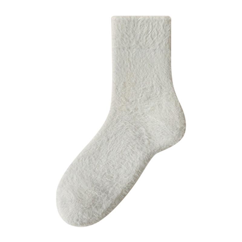 

Носки из норкового флиса, женские плюшевые носки средней толщины, утолщенные плюшевые теплые носки для родов, пушистые носки для сна на полу One Size светло-серый