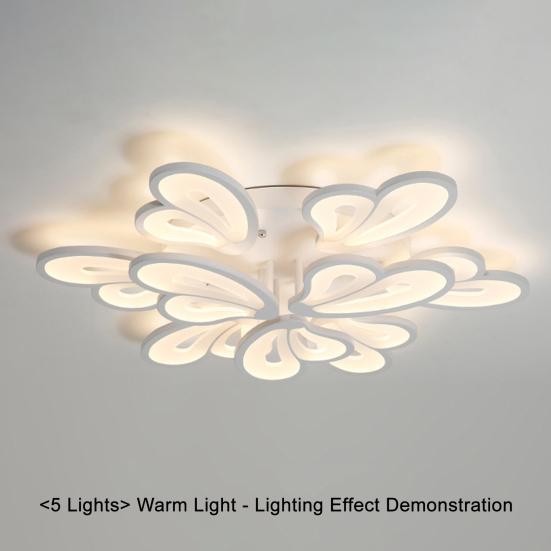 Lampa Sufitowa LED w Kształcie Kwiatu Ściemniana Nowoczesna Lampa Miękkie Światło Ochrona Oczu Lampka Nocna Artystyczne Oświetlenie Salonu w Kształcie Serca