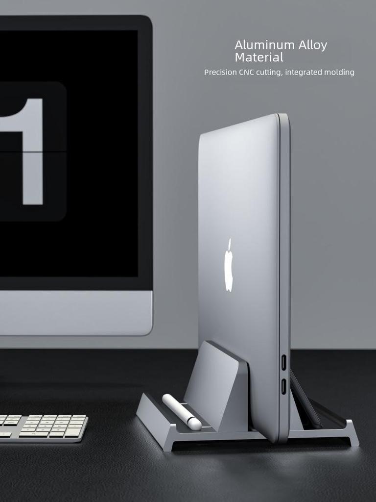 3-in-1 Aluminum Vertical Stand for Laptop, Tablet, and Phone Storage