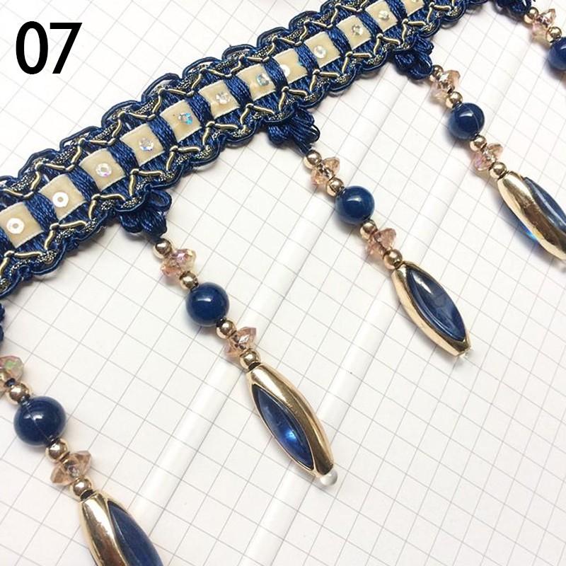 12m Crystal Bead Pendant Tassel Fringe Lace Trim Edge DIY Upholstery Curtain Ribbon  Sewing Curtain Accessorie Lace Decoration