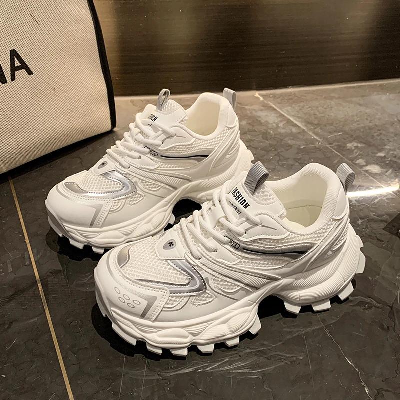 

Fashion Black Beige Silvery Autumn 2025 Women s Casual Retro Vulcanize Shoes Versatile High Net Sense Fashion Sports Sneakers Mesh Shoes 40 бежевый
