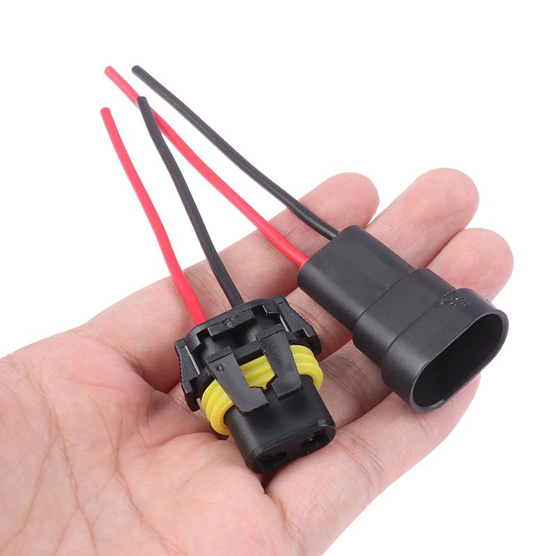 1/2Pcs 9005 Single Slot With Wire 10Cm Bulb Socket Headlight Fog Lamp Male Plug Adapter Waterproof Automotive Connector
