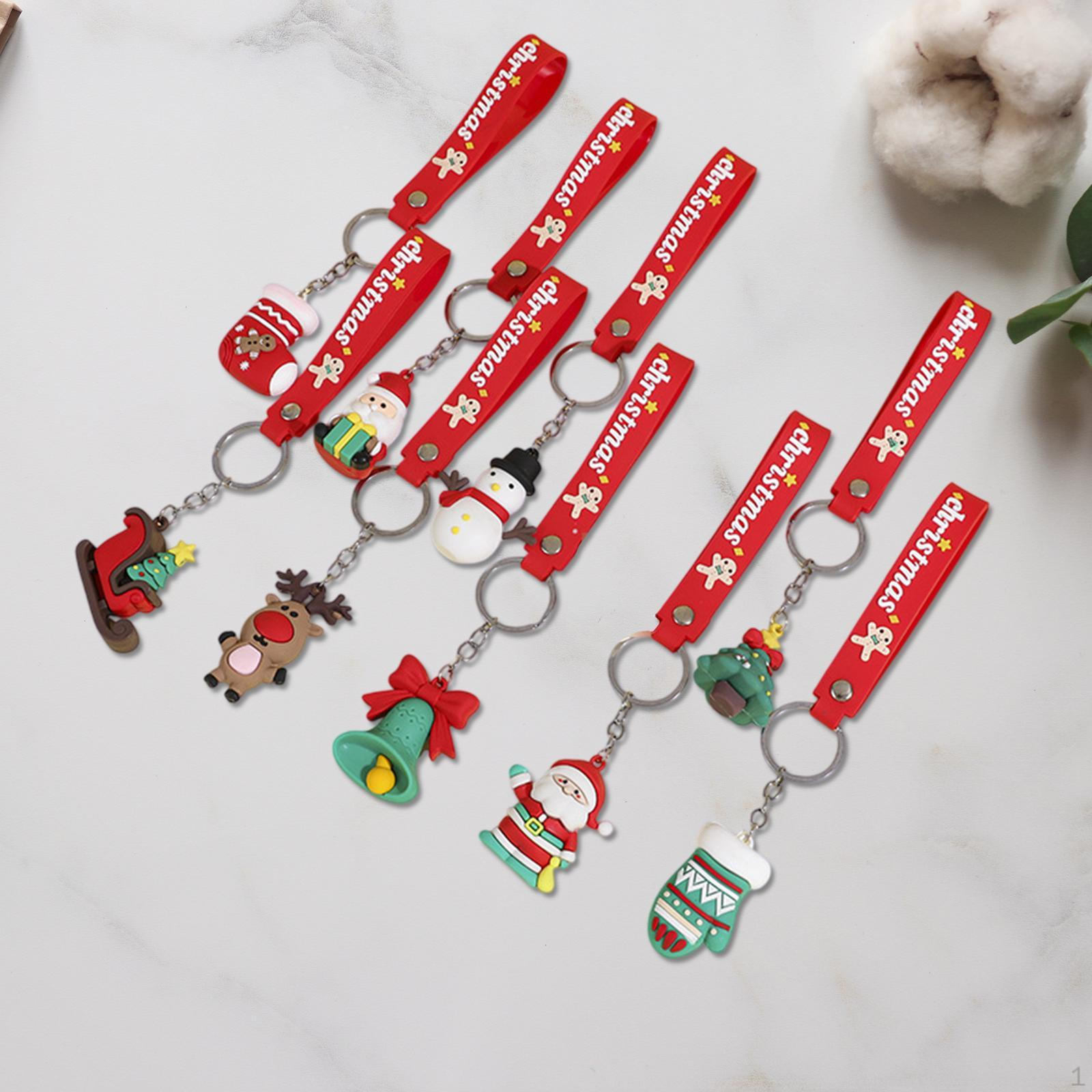 

3D Christmas Keychain Cartoon Xmas Keyring Decorative Family Gift Tree Pendant Holiday Hanging