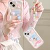 Three dimensional Cute Little Rabbit Iphone14 Cartoon Pendant Mobile Phone Case 15 16 Bell Bracelet Mobile Phone Soft Shell