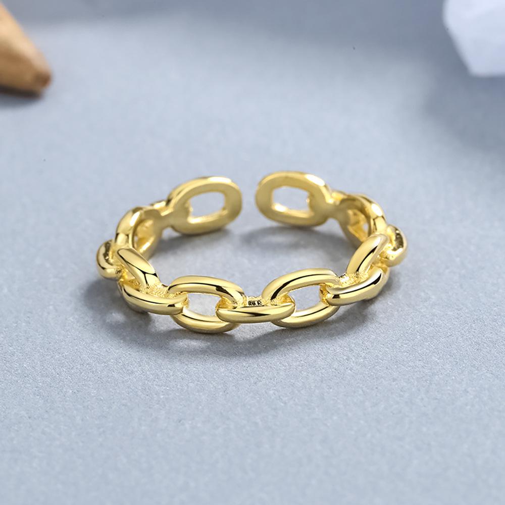 Versatile European-American Style 4MM Silver-Plated Cross Chain Adjustable Copper Ring