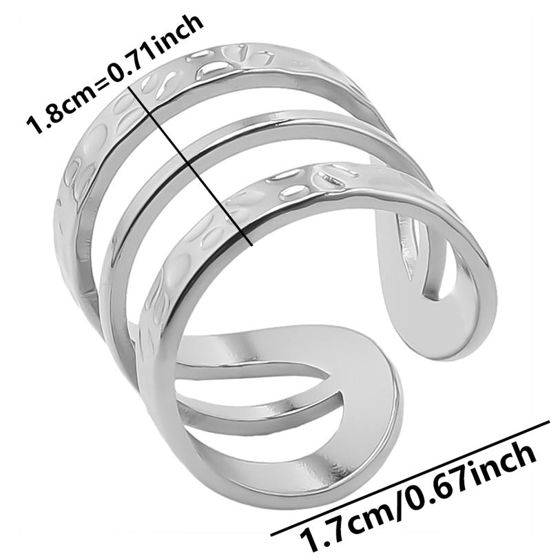 1 Stück Edelstahl Damen Persönlichkeit Texturiert Klobig Offene Ringe Vintage Hohl Gehämmert Unregelmäßig Lava Punk Herren Anillos Schmuck
