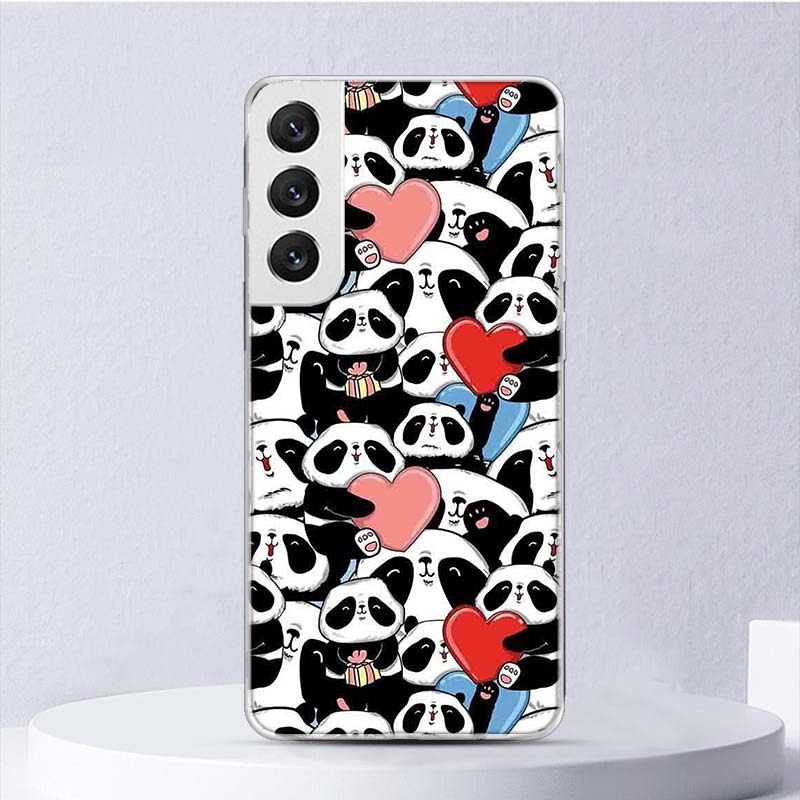 Kreslený Roztomilý Panda Medvěd Měkký Kryt Pro Samsung Galaxy S22 S21 Ultra S20 FE S10 Plus Kryt na Telefon S9 S8 + S10E S7 Edge S6 Funda Coq