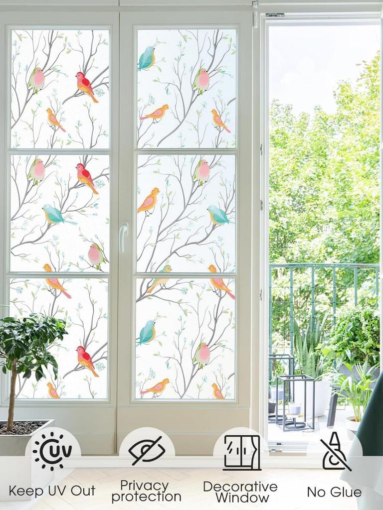 Buzlu Pencere Filmi Statik Yapışkanlı - Ev Banyo Ofis Cam Kapılar için UV/Isı Engelleyici Gizlilik Örtüsü