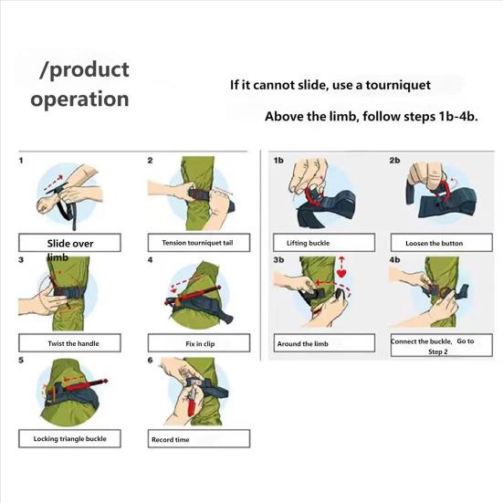 110CM Tactical Tourniquet with Aluminum Rod Outdoor Camping Combat Bleeding Control Tourniquet Compression Band Arterial Emergency Bandage