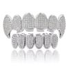 Hop Inset Zircon Teeth Fangs Brass Grillz Top Bottom As Body Jewelry