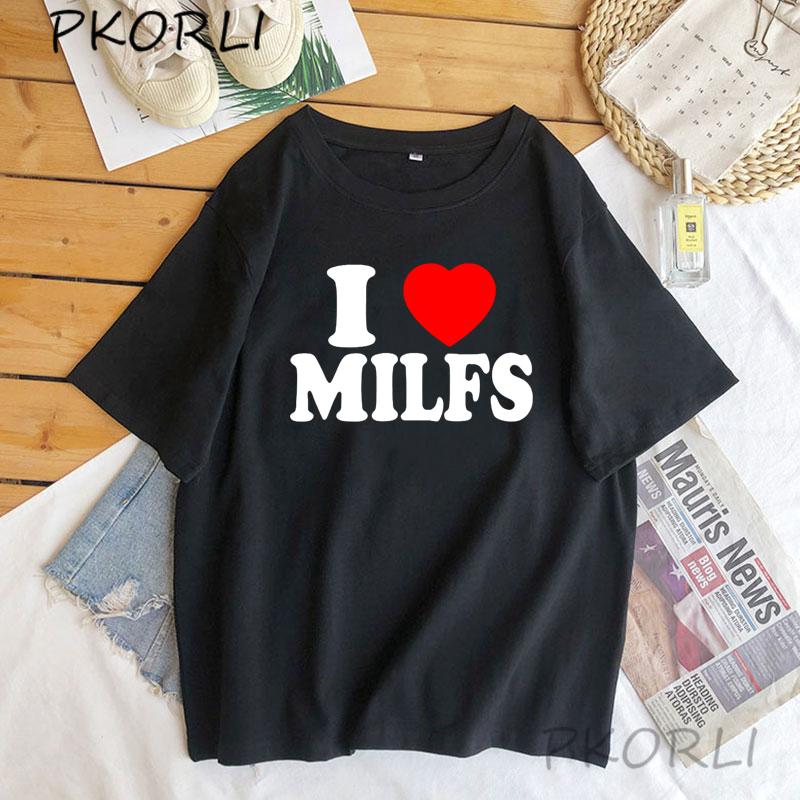 

I Love MILFS Printed T Shirt Women Women Short Sleeve Casual T Shirt Harajuku Fashion Tee Shirts Camisetas 4XL