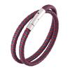 Unisex Jewelry Mix Braided Red Blue Leather Double Layer Bracelets Men Women Stainless Steel Snaps Bracelets BB0495