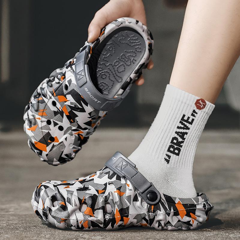 Yto Curtain Men's Daily Sandal Shoes Clogs Garden Shoes Flat Camouflage Pool Sandal Shoes Outside Beach Slide Shoes Athletic Shoes Home Clogs Cm