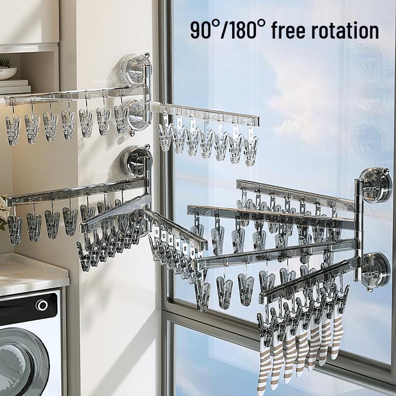 Saugfuß Socken Trockenständer: Mehrfach-Clip Faltbügel für Unterwäsche und Kleidung