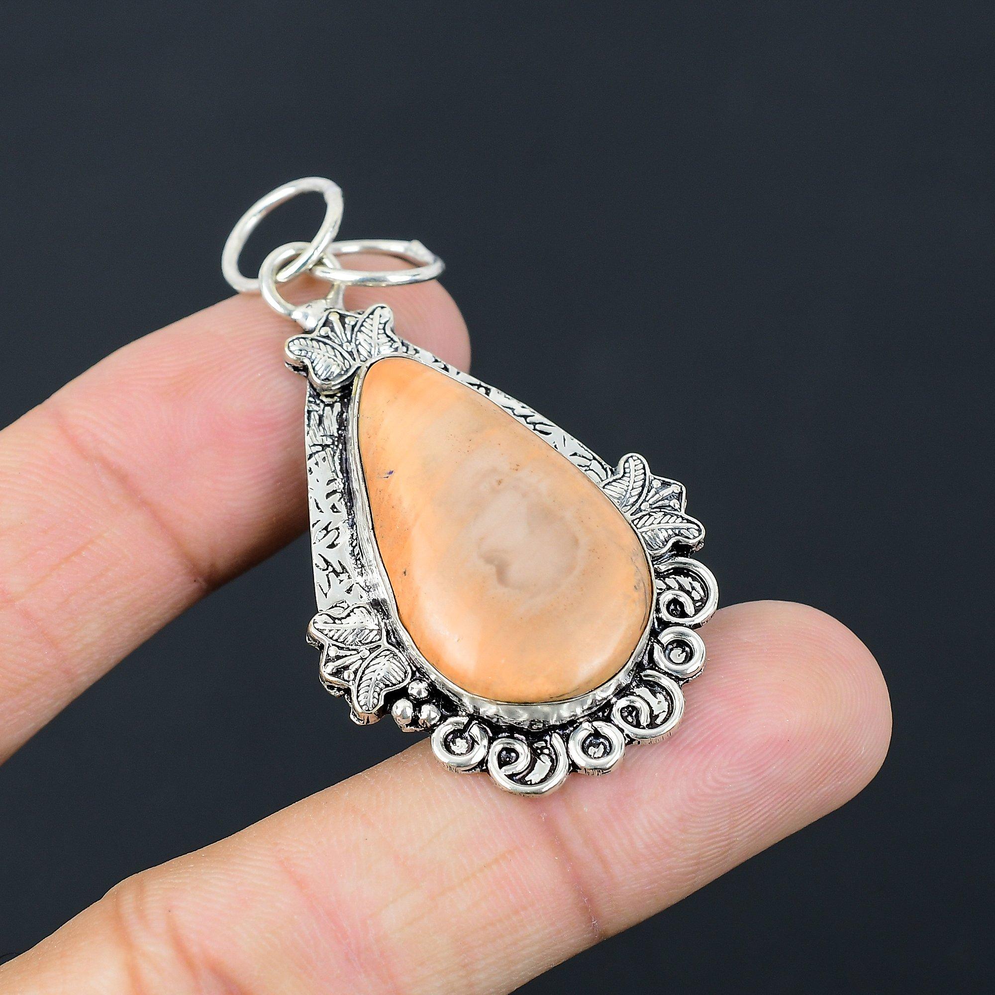 Gift For Women Pendant 925 Sterling Silver Natural Imperial Jasper Gemstone