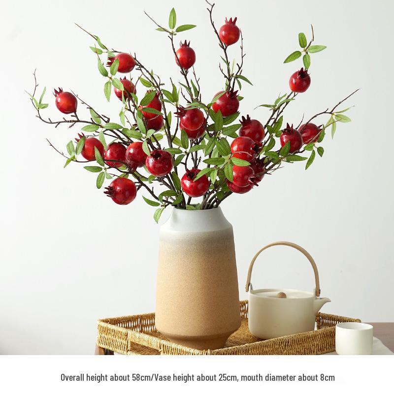 Artificial Flower Arrangement for Home Decor - Persimmon and Pomegranate Branches for Living Room, Dining Table, or Entrance Hall Display