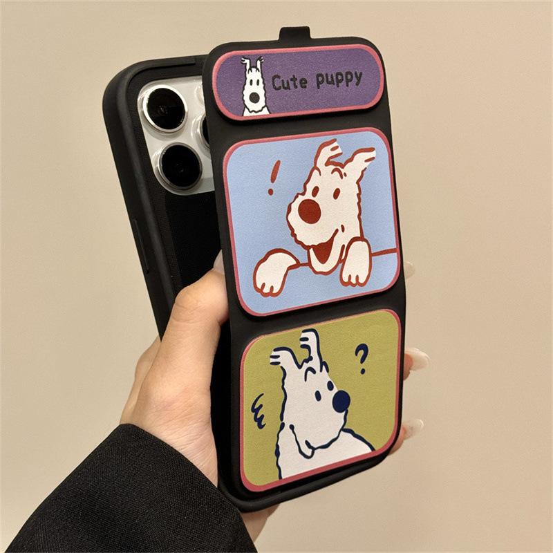 

Cartoon Cute Question Mark Puppy for Apple 16promax Phone Case 14 Folding Stand for IPhone15/13 For iPhone 11