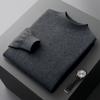 Men's Pure Wool Half-High Collar Solid Color Pullover Sweater - Loose, Plus Size, Warm Knitwear