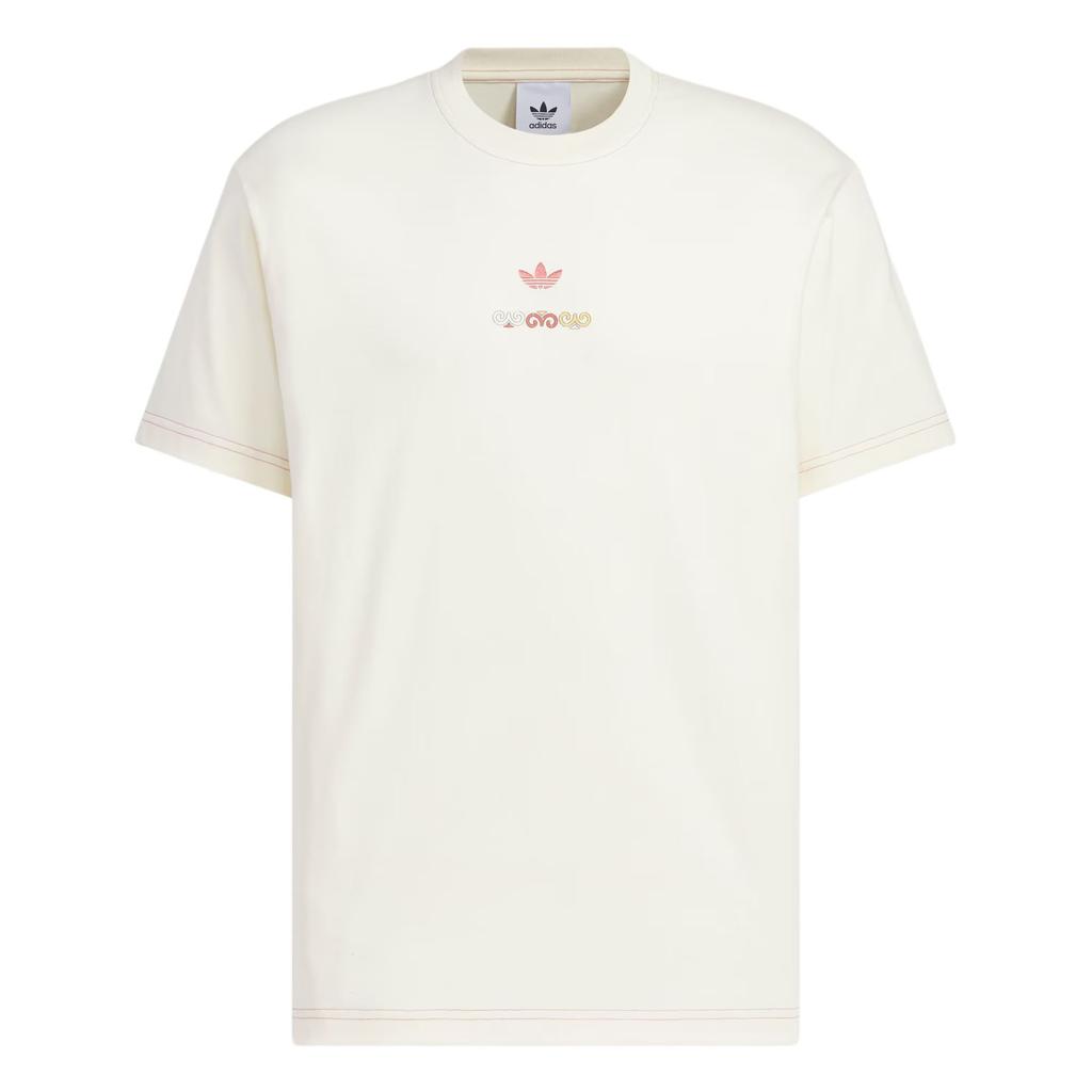 Adidas Originals Logo Fashion Round Neck Loose Short Sleeve T-Shirt Men Tops Off-White KC1429