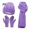 Unisex Stretchy Knit Hat Winter Scarf Gloves Set for Women, Warm Knitted Hat, Touch Holiday Gift Friends And Family Screen Gloves, 71 Inch Scarf, Cozy