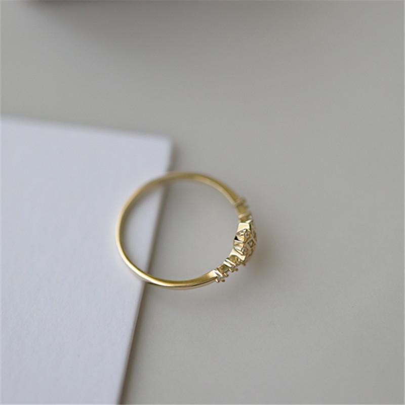 Shiny Zircon Exquisite Snowflake Ring for Women 925 Sterling Silver 14k Gold Plated Romantic Wedding Jewelry