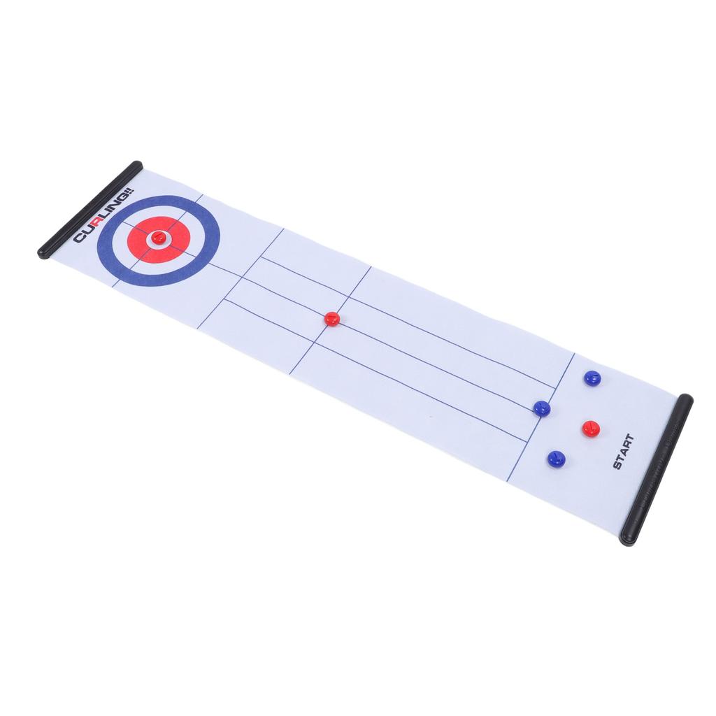 Tabletop Curling Game Interactive Large Mat Compact Roll Up Curling Family Game for Home Outdoor Fun