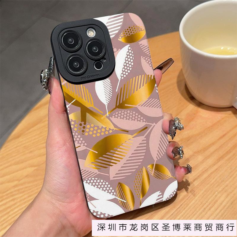 Champagne gold leaf for iPhone7/8plus Apple 11/12/13/14/15/16 ProMax case