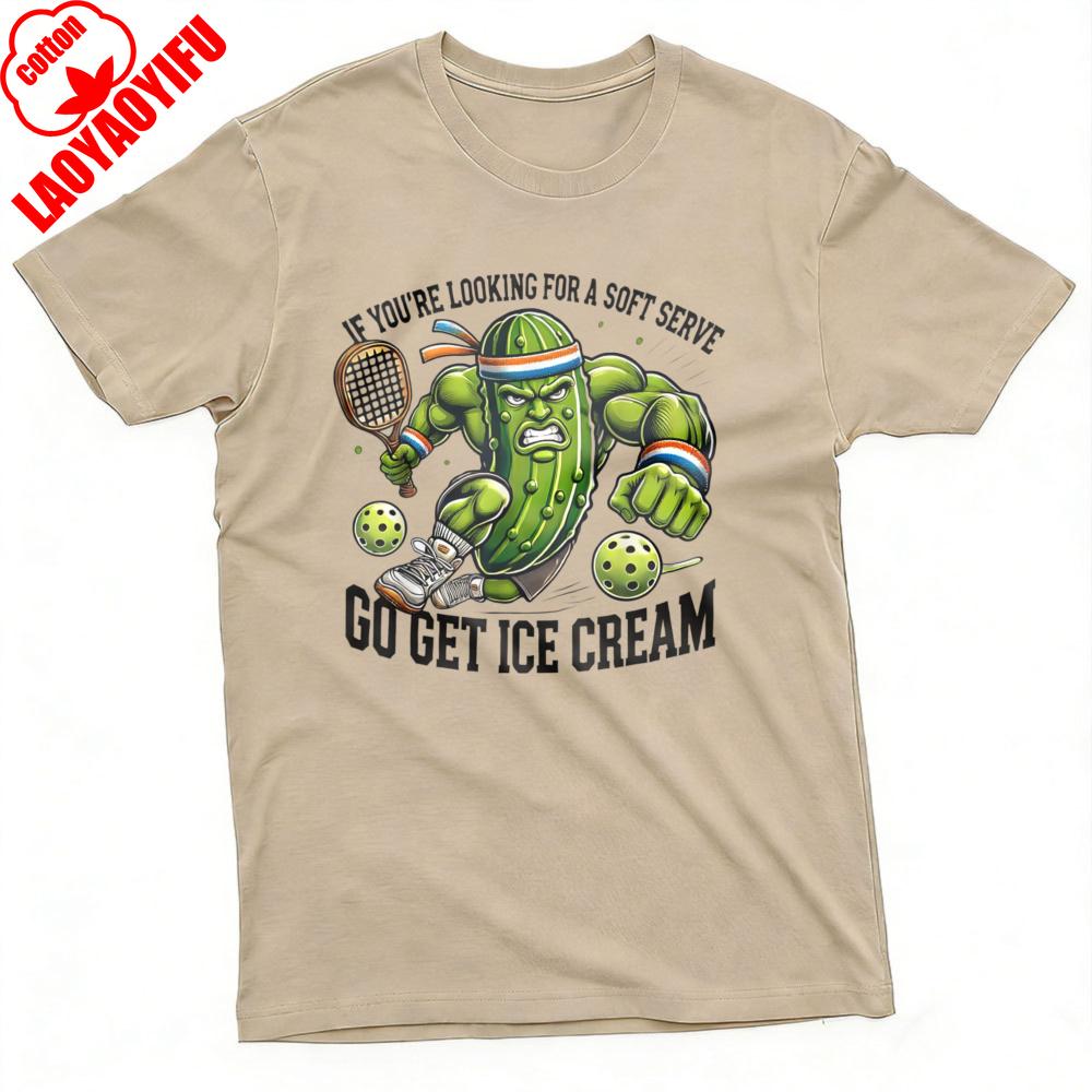 

Cucumber Tennis Player Summer Unisex TShirt Funny Cartoon Design Casual Wear for Beach and Outdoor Activities Gift for Sports Fans S