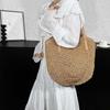 Straw Beach Bag Vintage Handmade Woven Shoulder Bag Raffia Circle Rattan Bags Bohemian Summer Vacation Casual Bags