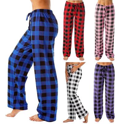 Women Pajama Pants Elastic Drawstring Waist Straight Wide Leg Casual Comfy Stretchy Sleep Bottoms