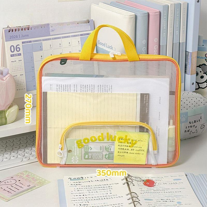 

Horizontal subject classification bag student tote bag multi-layer test paper bag high-value portable zipper bag tutoring document bag 35*27cm жовтий