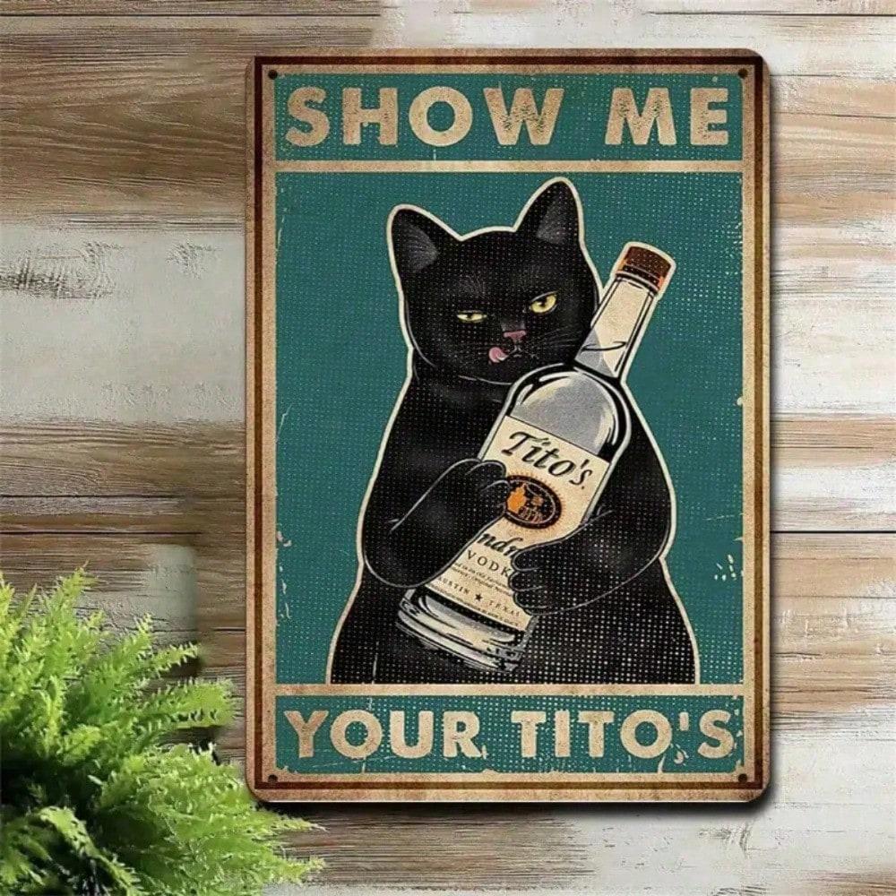 Funny Cat Tin Sign 8x12 Inch Rustic Bar Wall Art Vintage Farmhouse Decor Novelty Gift Cat Lover Retro